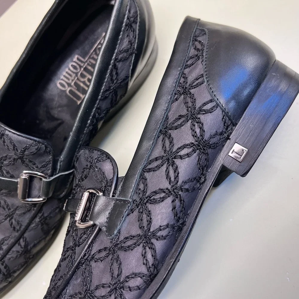 LORIBLU MADE IN ITALY LEATHER  Black Slip-On Loafers with Cushioned Insole